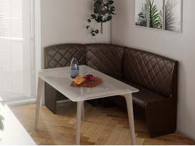 Кухонный диван Барон-2 стандарт венге-экокожа коричневая