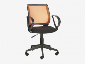 Кресло Эксперт Рондо сетка W-013 оранжевая-ткань В-14 черная