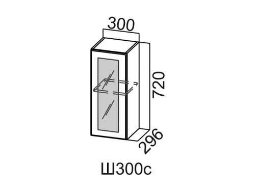 Шкаф навесной 300 со стеклом Ш300с Вектор СВ 300х720х296