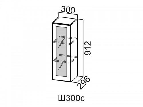 Шкаф навесной 300 со стеклом Ш300с Вектор СВ 300х912х296