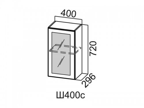 Шкаф навесной 400 со стеклом Ш400с Вектор СВ 400х720х296