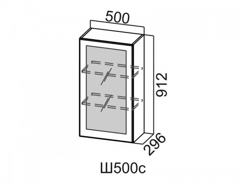 Шкаф навесной 500 со стеклом Ш500с Вектор 500х912х296