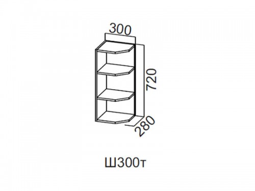 Шкаф навесной торцевой 300 Ш300т Волна 300х720х296