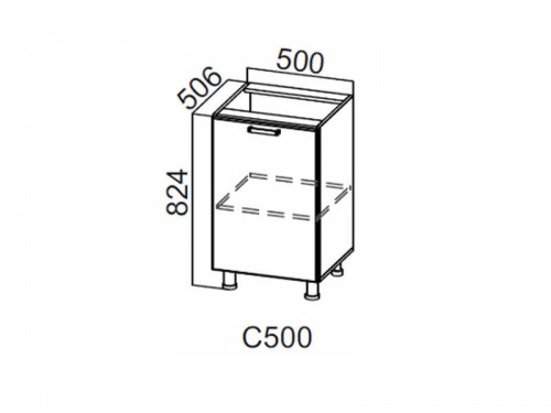 Стол-рабочий 500 С500 Волна 500х824х506