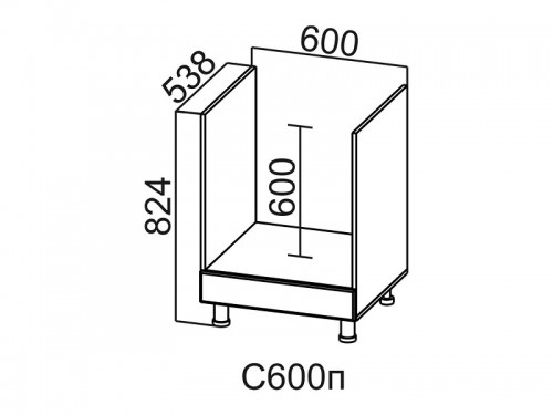 Стол-рабочий под плиту 600 С600п Вектор СВ 600х824х538