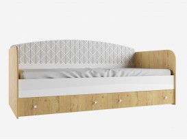 Кровать с ящиками Сканди ДКД2000.1 дуб бунратти-белый глянец
